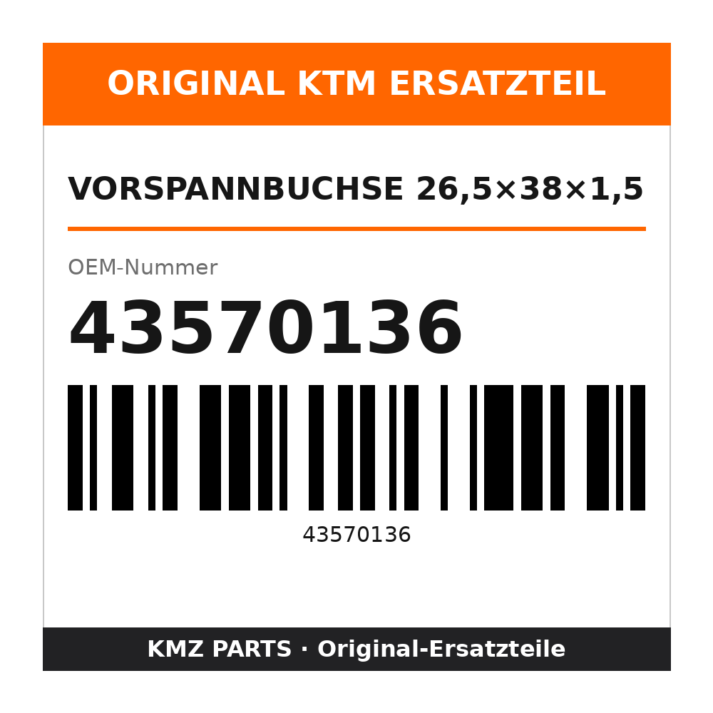 KTM Vorspannbuchse 26,5×38×1,5 43570136
