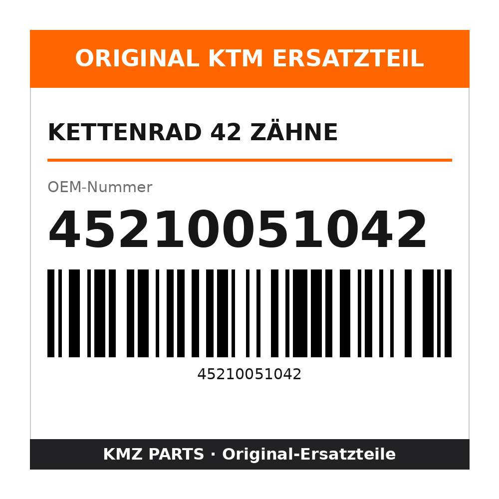 KTM Kettenrad 42 Zähne 45210051042