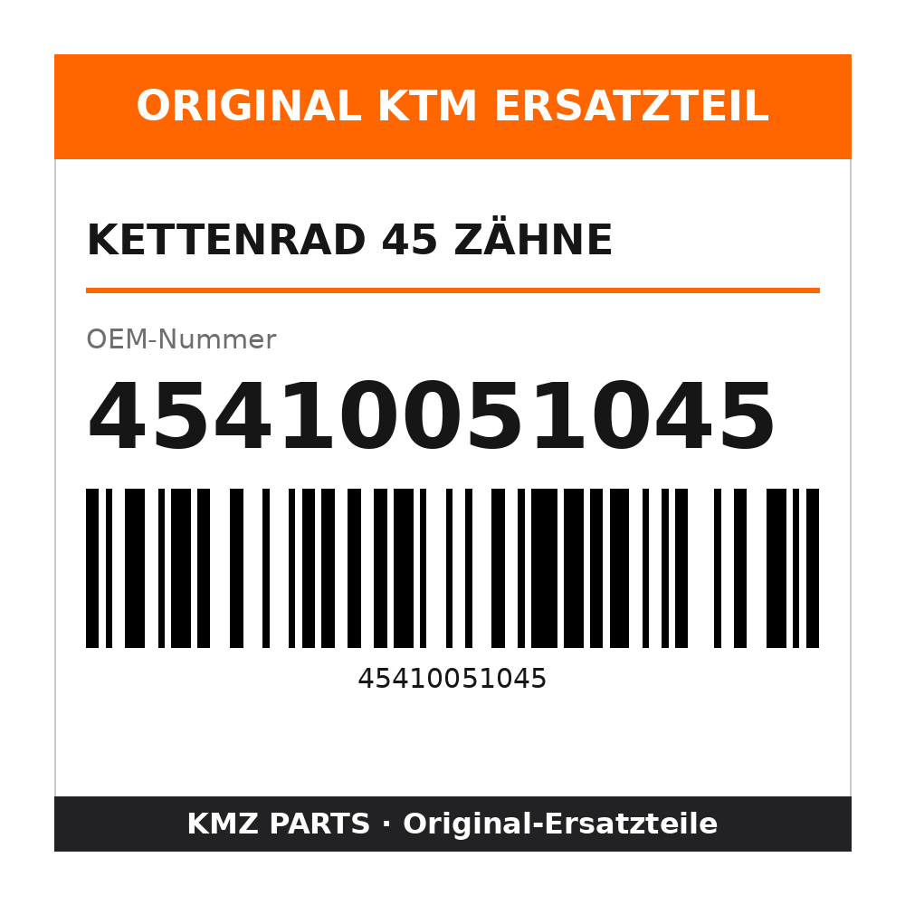 KTM Kettenrad 45 Zähne 45410051045