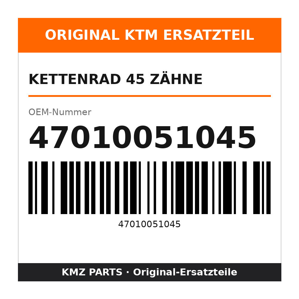 KTM Kettenrad 45 Zähne 47010051045