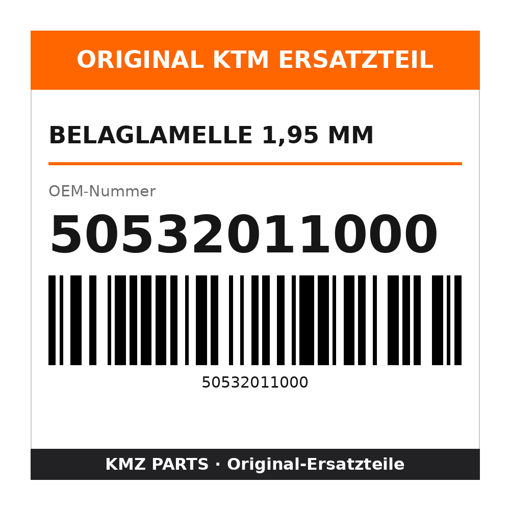 KTM Belaglamelle 1,95 mm 50532011000