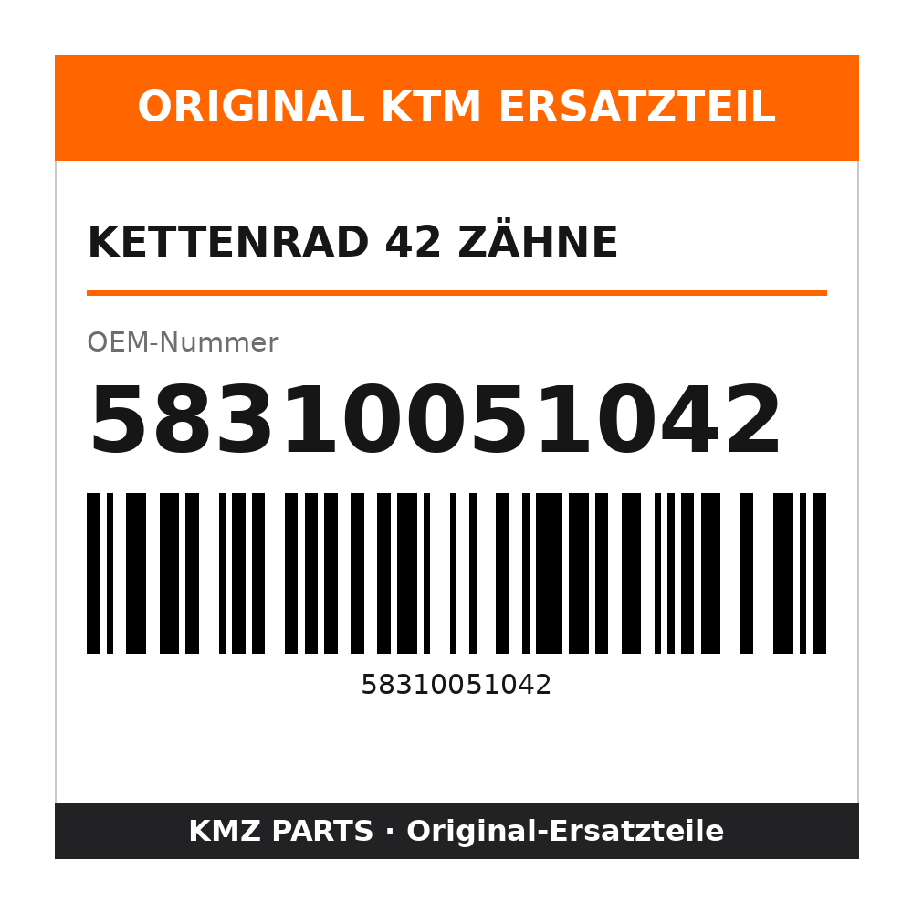 KTM Kettenrad 42 Zähne 58310051042