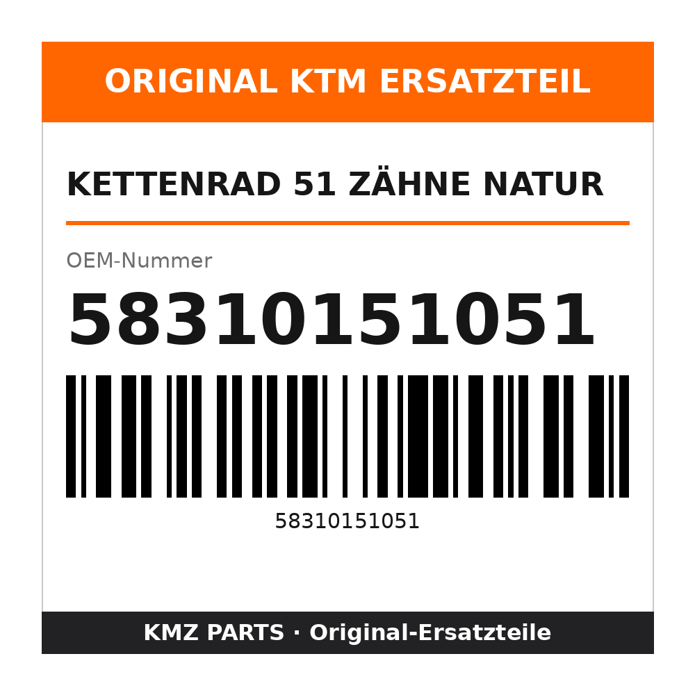 KTM Kettenrad 51 Zähne natur 58310151051