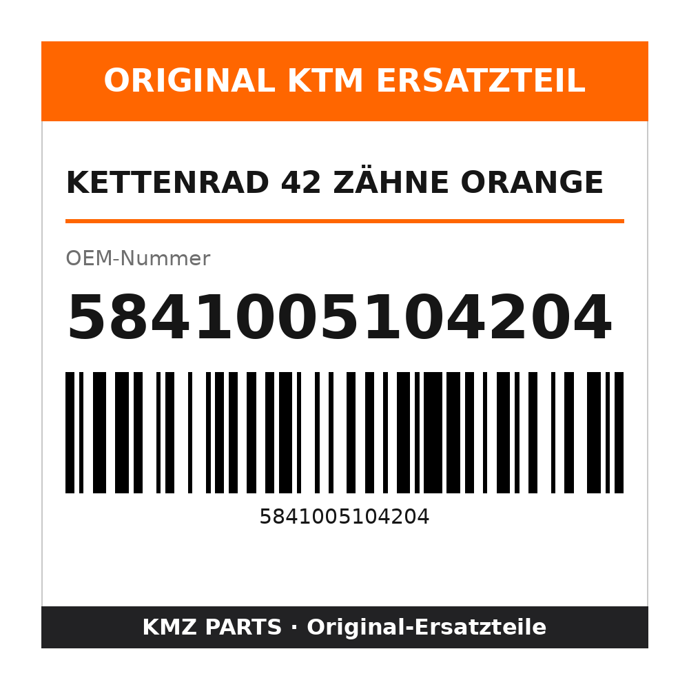KTM Kettenrad 42 Zähne orange 5841005104204