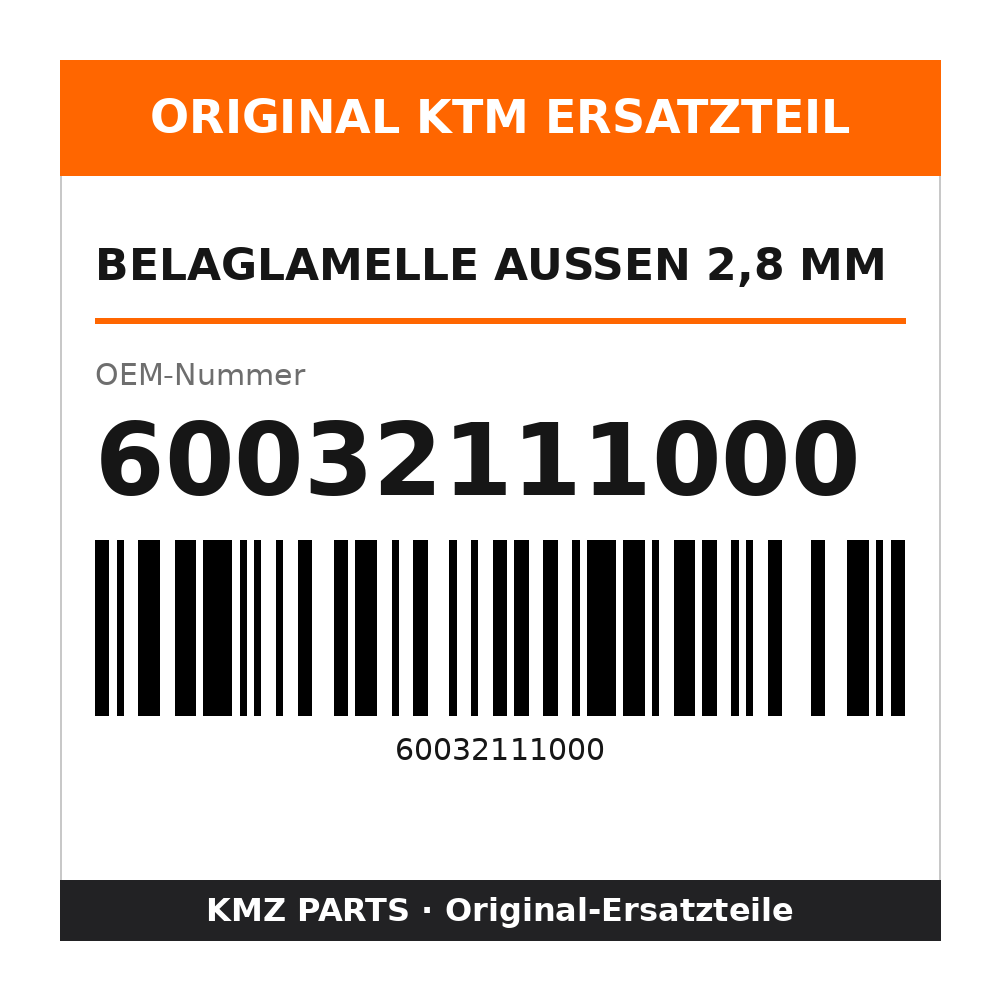 KTM Belaglamelle außen 2,8 mm 60032111000