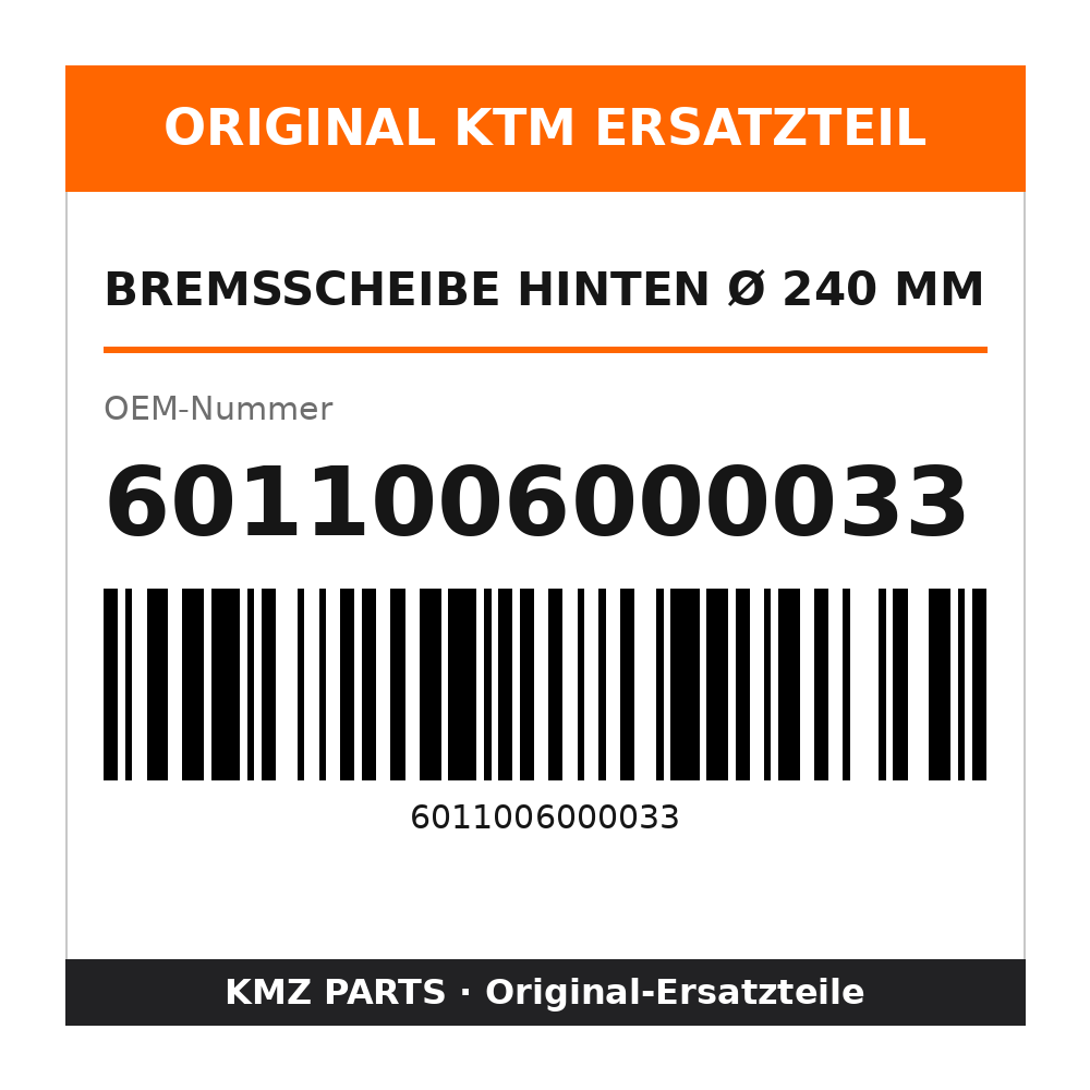 KTM Bremsscheibe hinten Ø 240 mm 6011006000033