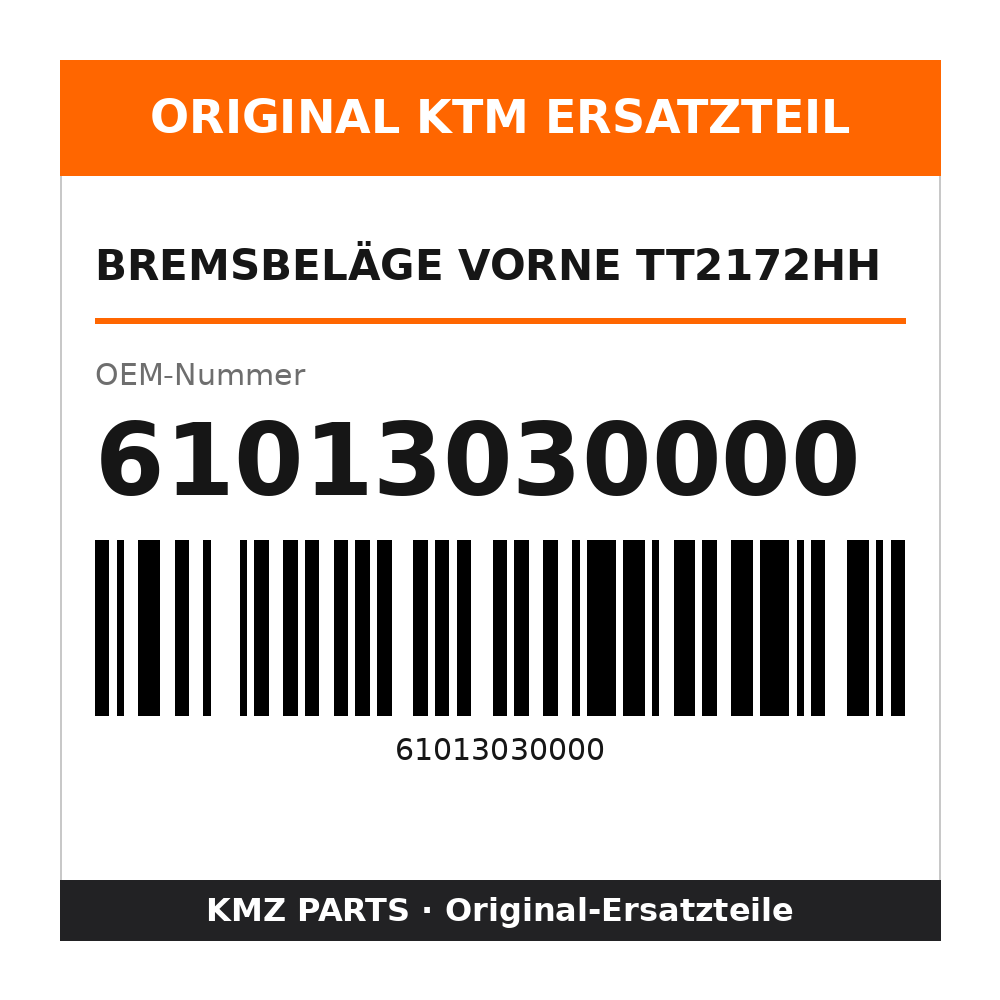 KTM Bremsbeläge vorne TT2172HH 61013030000