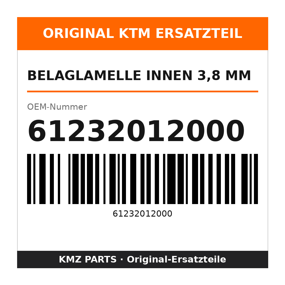 KTM Belaglamelle innen 3,8 mm 61232012000