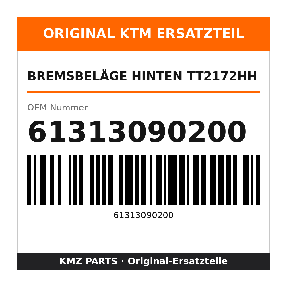 KTM Bremsbeläge hinten TT2172HH 61313090200