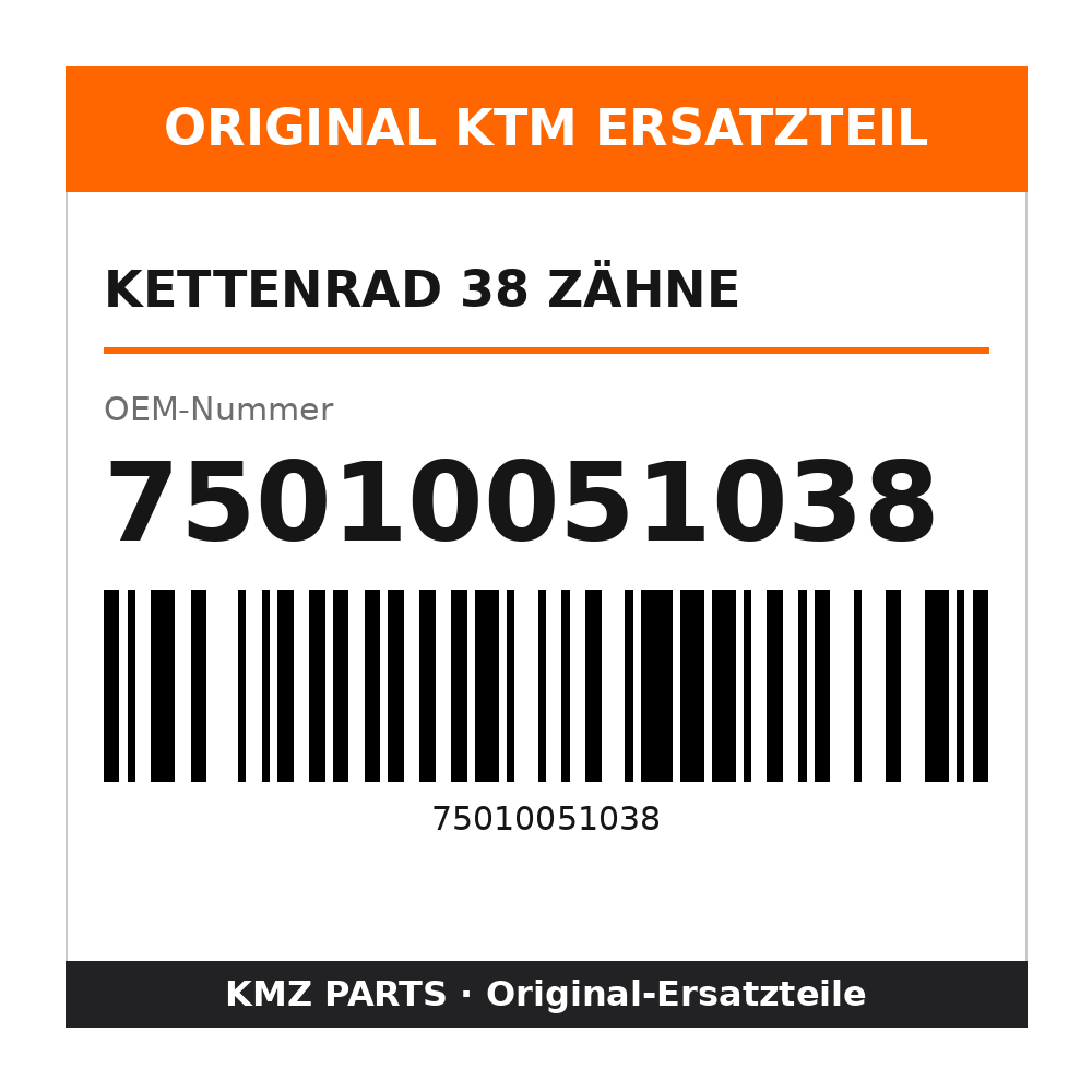 KTM Kettenrad 38 Zähne 75010051038