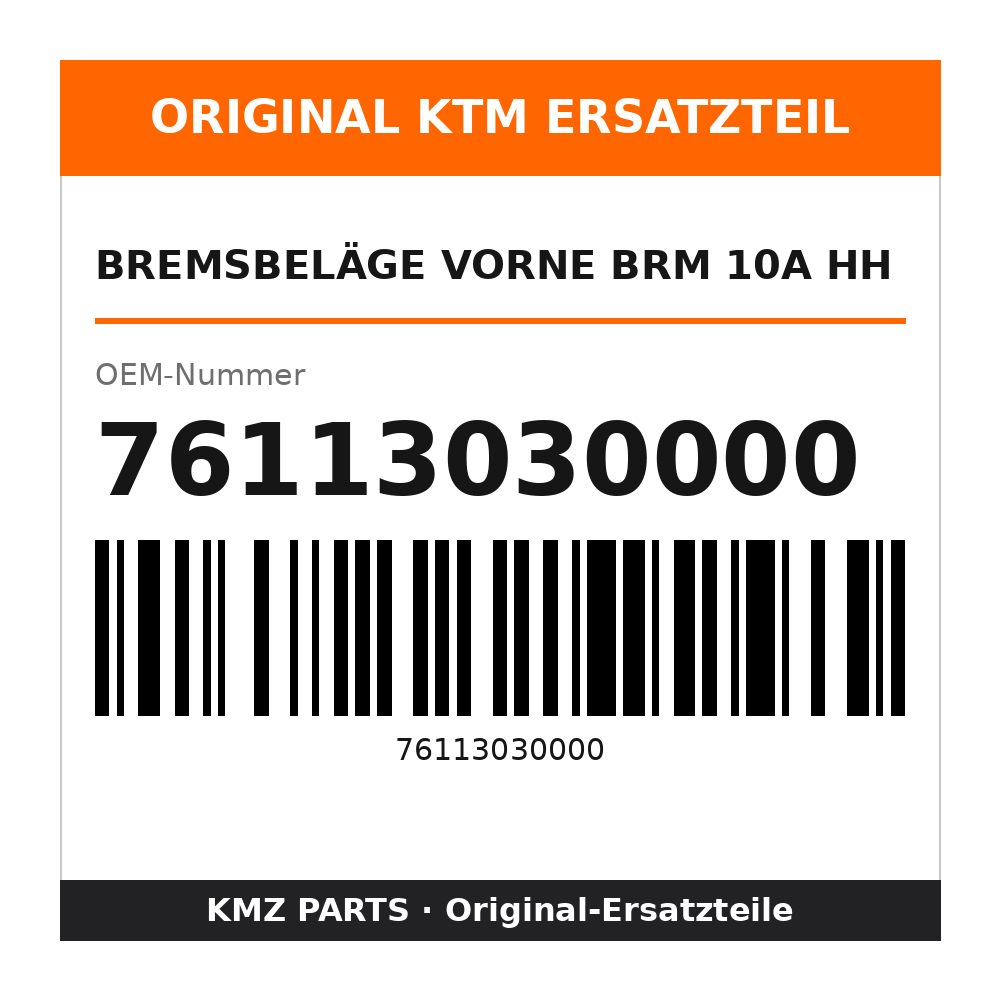 KTM Bremsbeläge vorne BRM 10A HH 76113030000