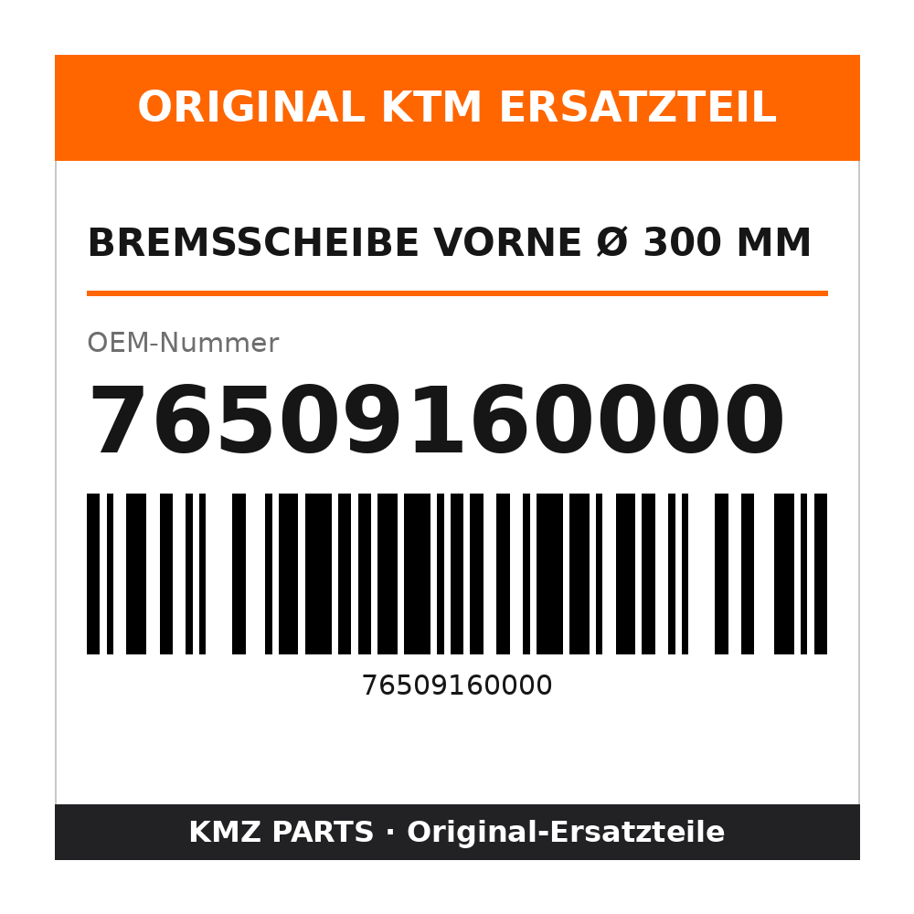 KTM Bremsscheibe vorne Ø 300 mm 76509160000