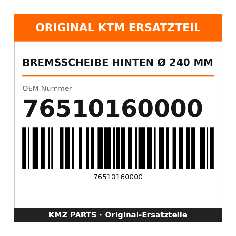 KTM Bremsscheibe hinten Ø 240 mm 76510160000