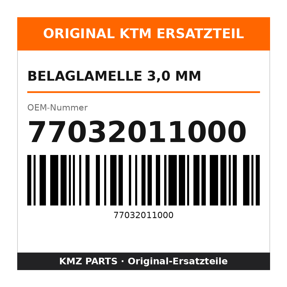 KTM Belaglamelle 3,0 mm 77032011000