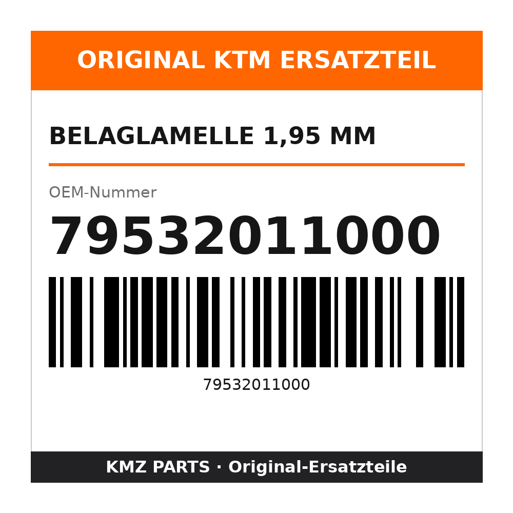 KTM Belaglamelle 1,95 mm 79532011000