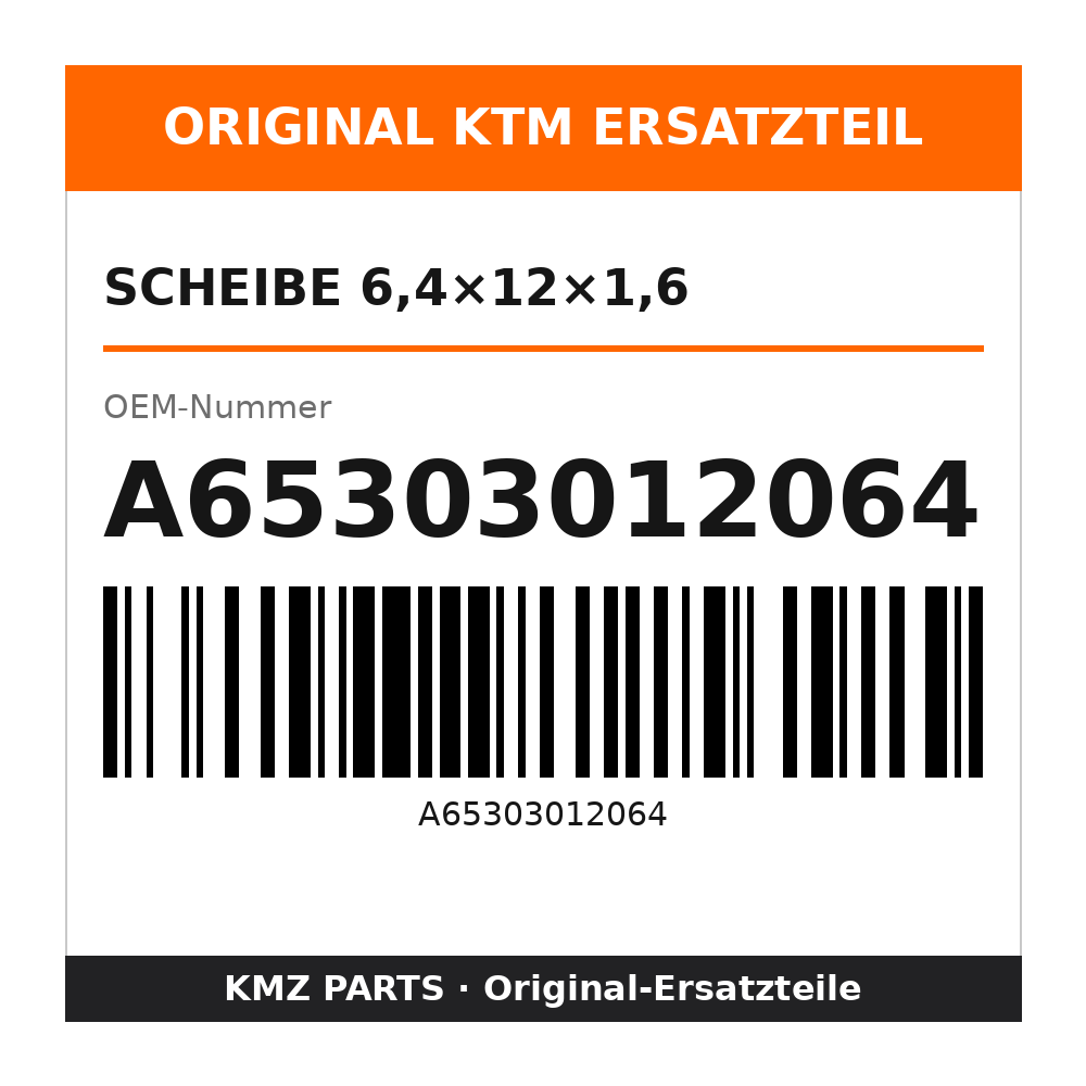 KTM Scheibe 6,4×12×1,6 A65303012064