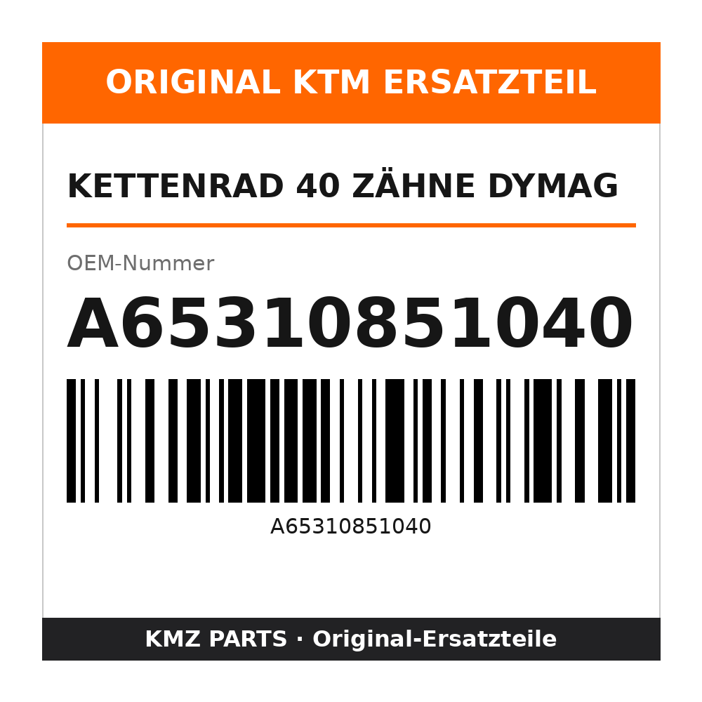 KTM Kettenrad 40 Zähne Dymag A65310851040