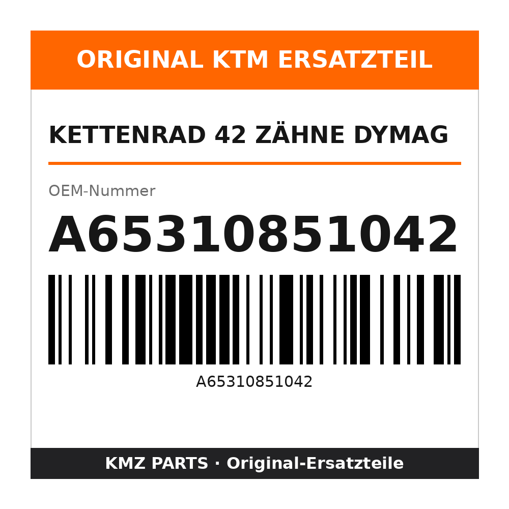 KTM Kettenrad 42 Zähne Dymag A65310851042