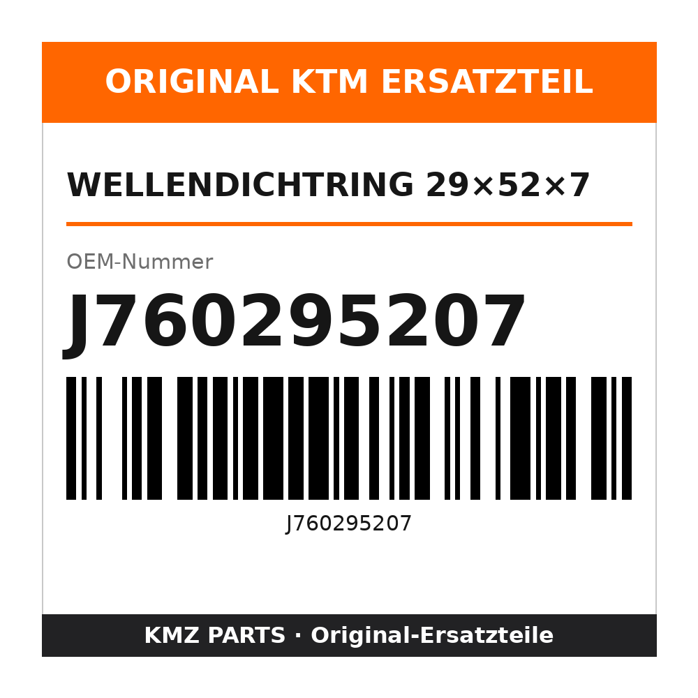 KTM Wellendichtring 29×52×7 J760295207