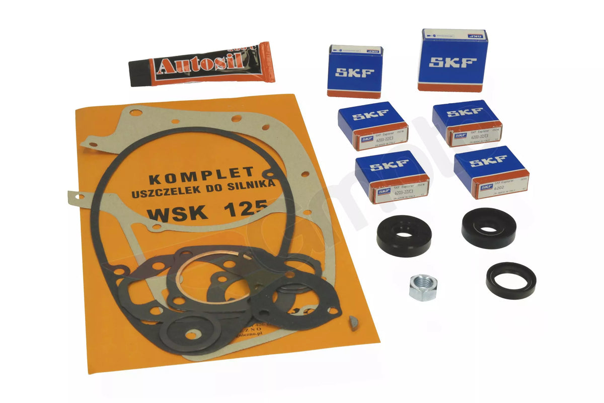 Lager Satz SKF + Dichtungssatz Dichtungen Motor WSK 125
