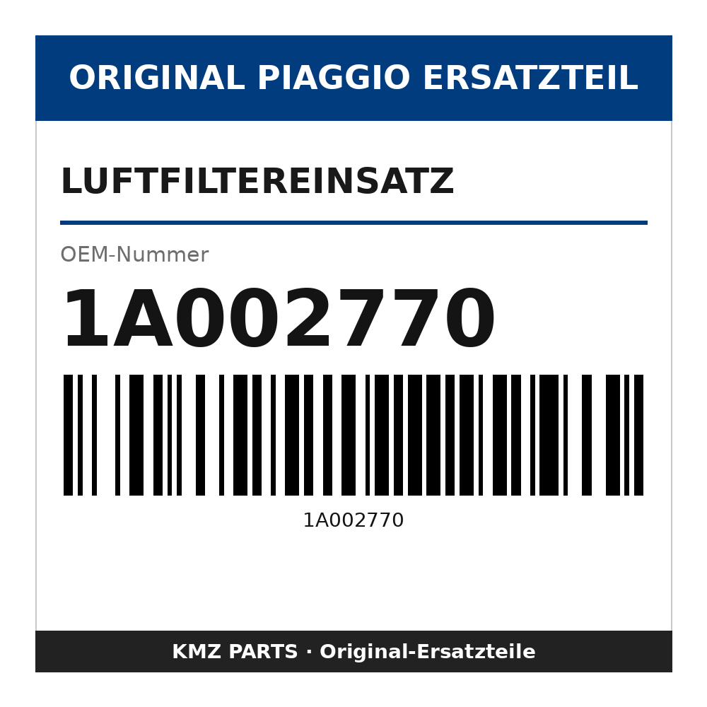 Piaggio Luftfiltereinsatz 1A002770