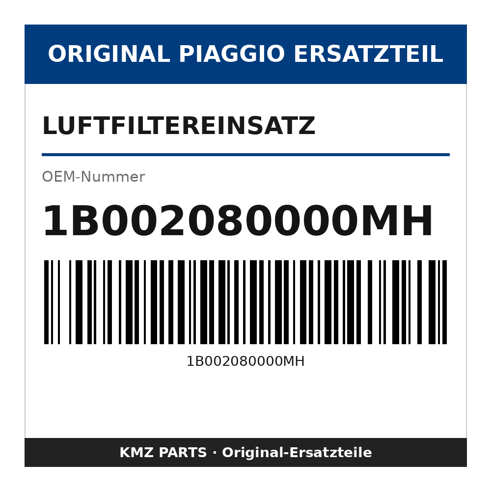Piaggio Luftfiltereinsatz 1B002080000MH