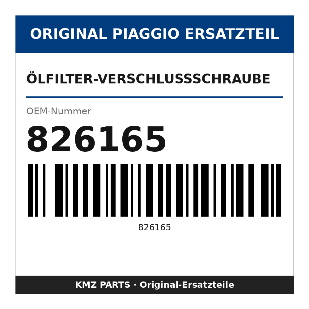 Piaggio Ölfilter-Verschlussschraube 826165