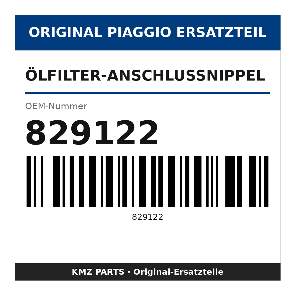 Piaggio Ölfilter-Anschlussnippel 829122