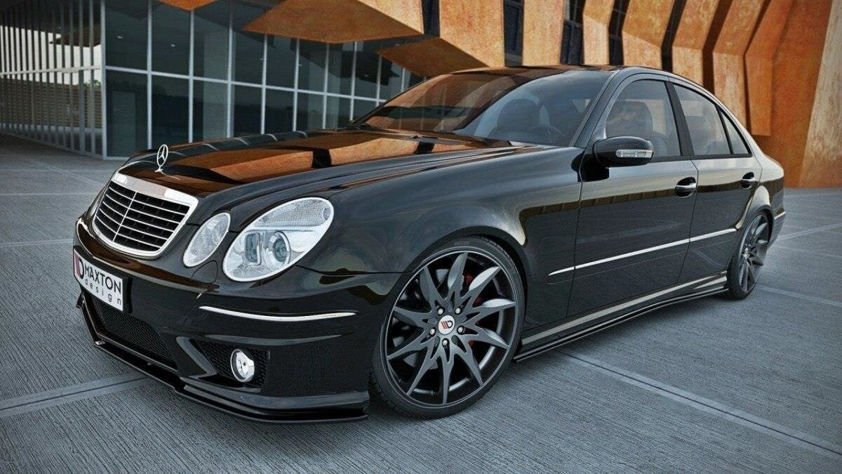 Seitenschweller Ansatz (Paar) passend für Mercedes E-Klasse W211 AMG schwarz Hochglanz