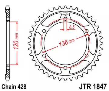 Kettenrad hinten Stahl JT JTR1847.57, 57 Zähne Teilung 428