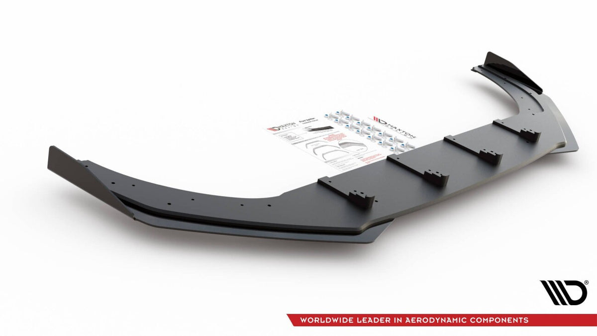 Street Pro Frontlippe passend für VW Golf GTI / GTE / R-Line Mk8 schwarz matt + Hochglanz Flaps