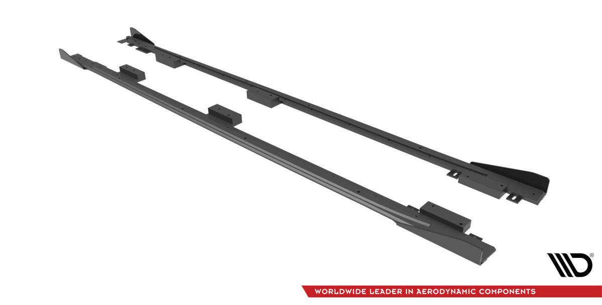 Street Pro Seitenschweller passend für Audi A3 8Y schwarz matt + Hochglanz Flaps