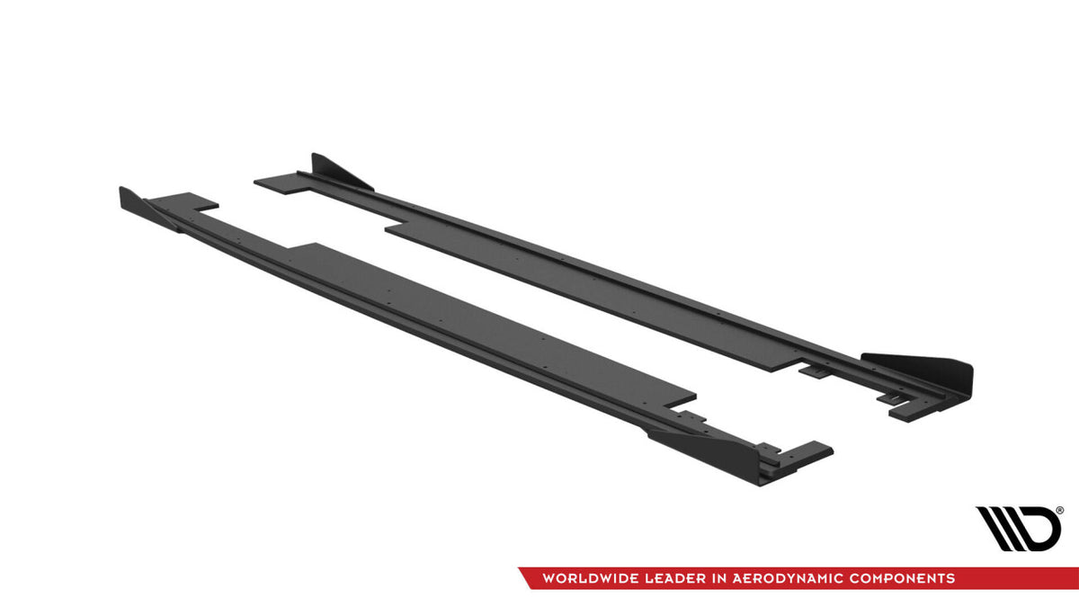 Street Pro Seitenschweller passend für Audi A7 RS7 Look C7 schwarz matt + Hochglanz Flaps