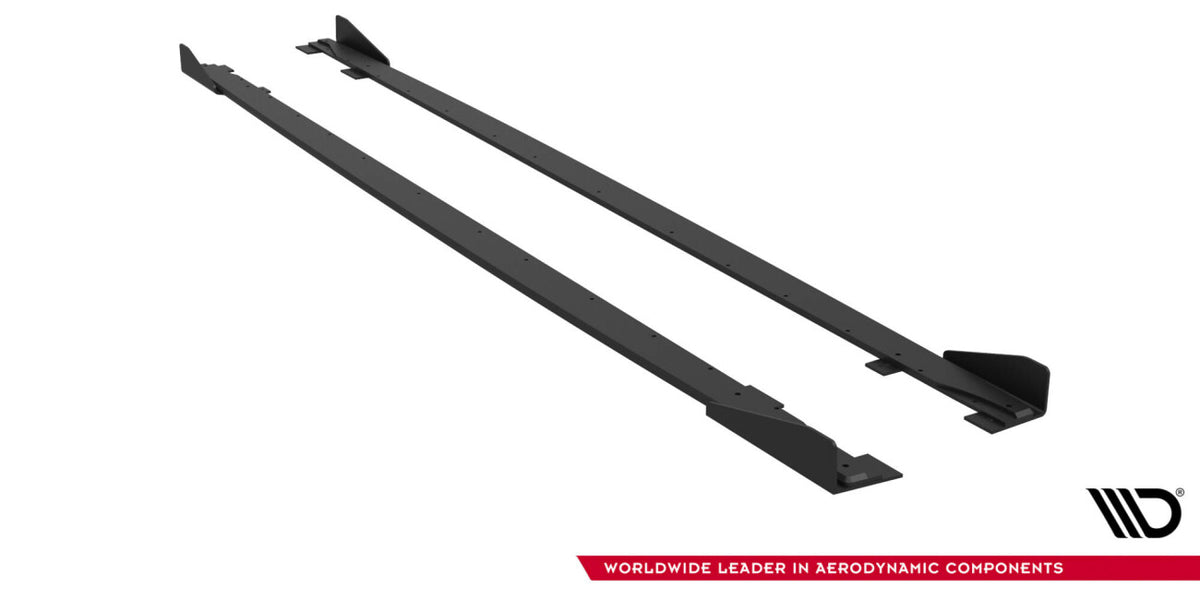 Street Pro Seitenschweller passend für Audi RS5 Sportback F5 schwarz matt + Hochglanz Flaps