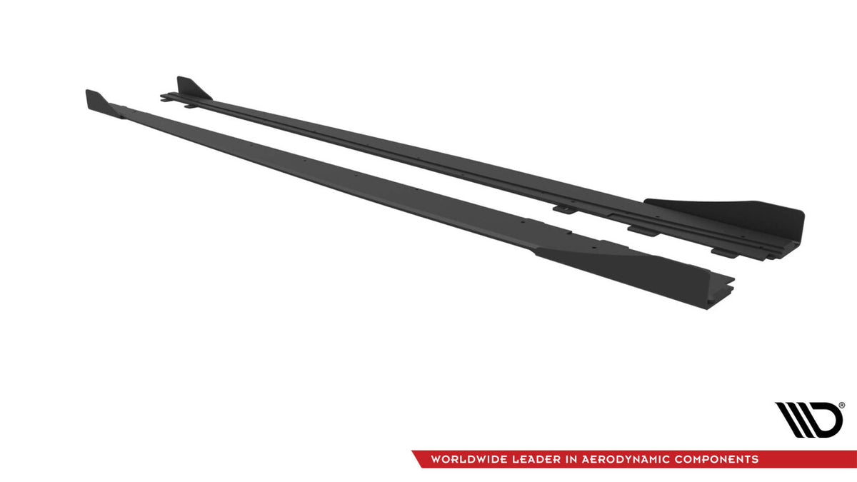 Street Pro Seitenschweller passend für Audi S3 / A3 S-Line Limousine 8V schwarz matt + Hochglanz Flaps