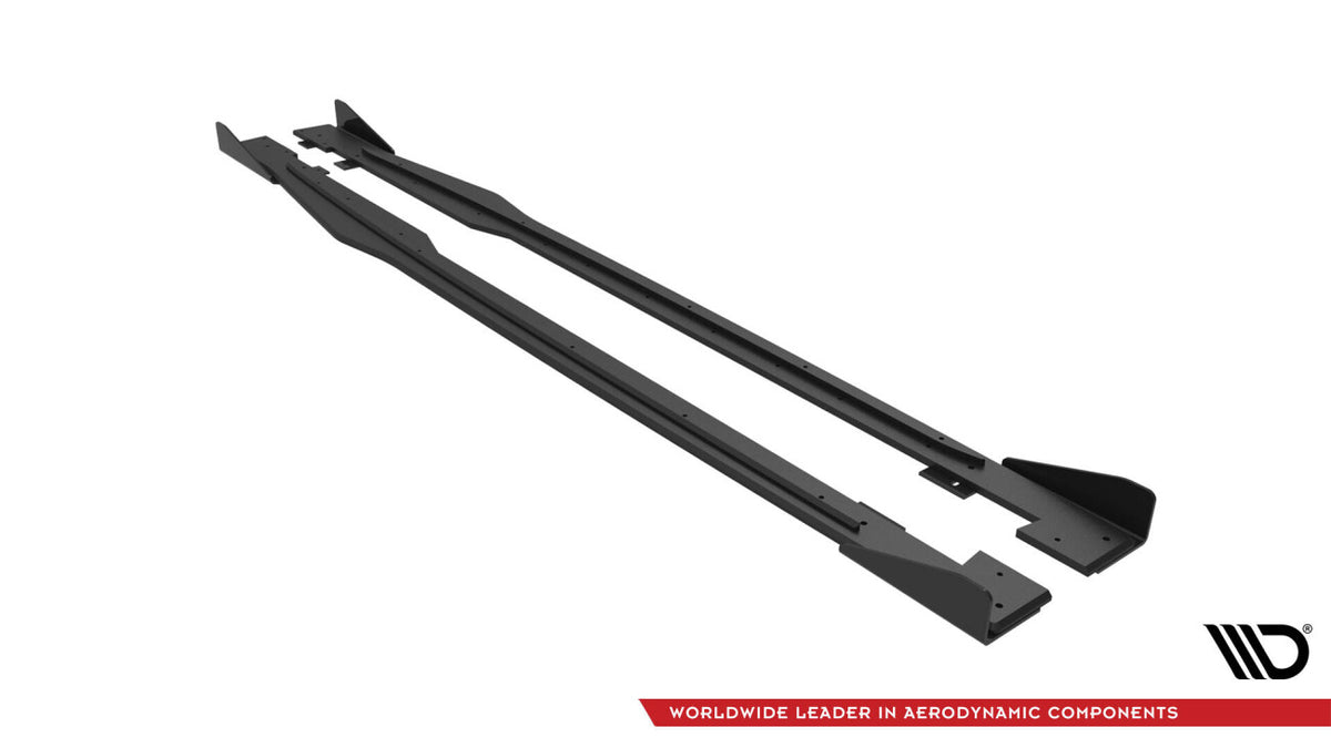 Street Pro Seitenschweller passend für Audi TT S / S-Line 8S schwarz matt + Hochglanz Flaps