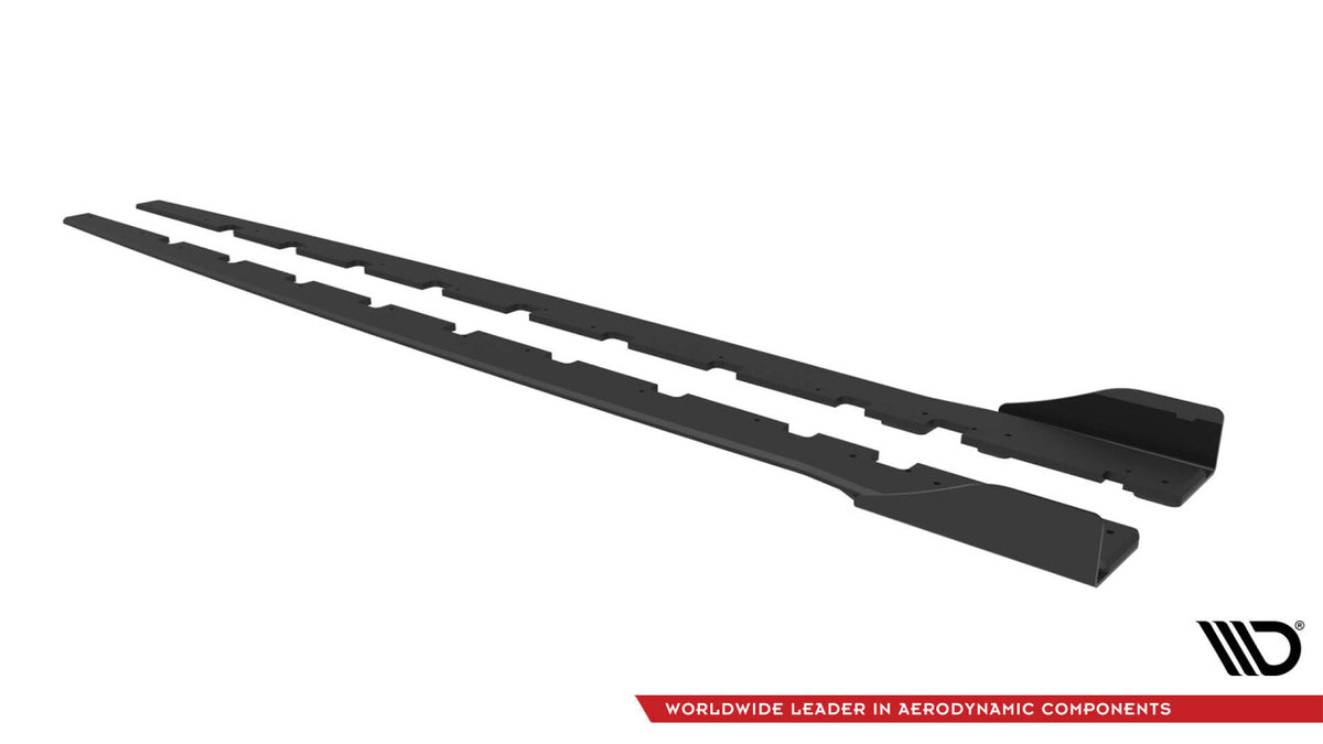 Street Pro Seitenschweller passend für BMW 1er M-Paket / M135i / 128ti F40 schwarz matt + Hochglanz Flaps