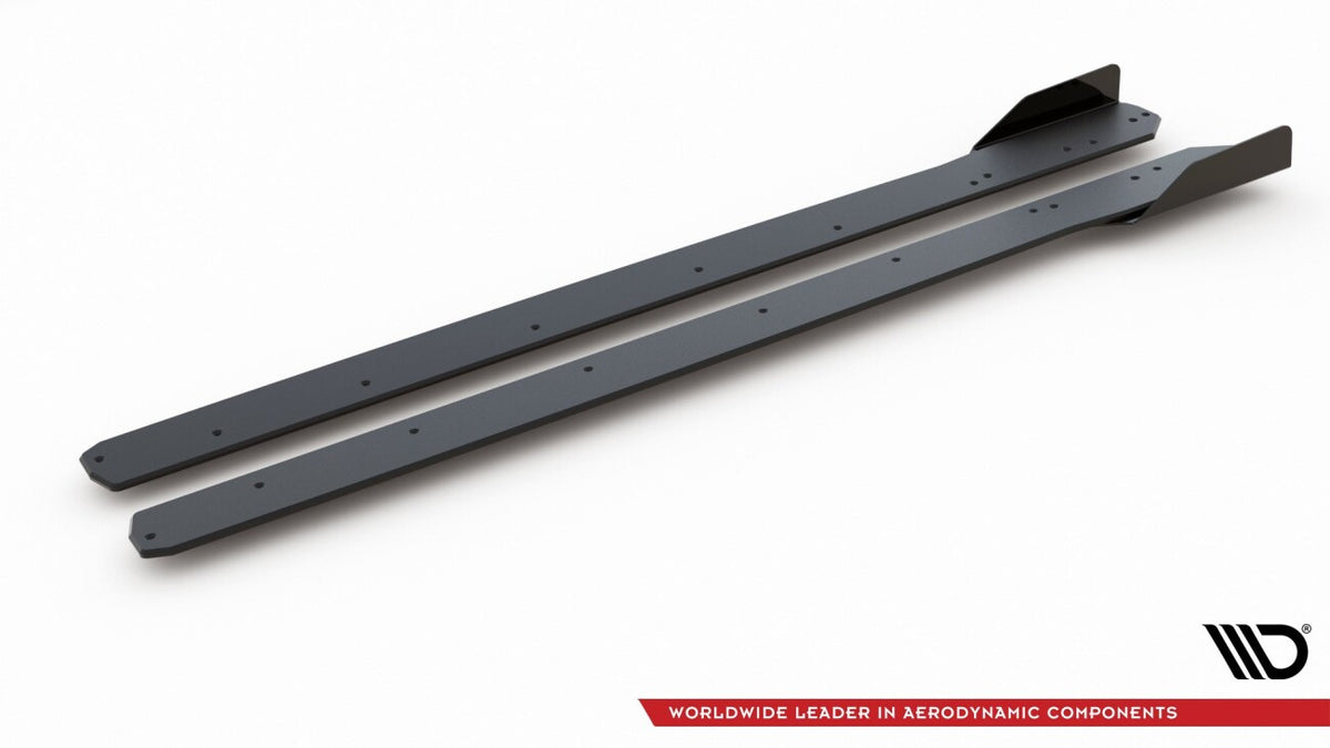 Street Pro Seitenschweller passend für Ford Focus ST / ST-Line Mk4 schwarz matt Hochglanz + Flaps