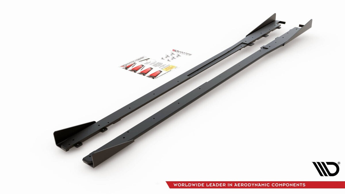 Street Pro Seitenschweller passend für Toyota GR Yaris Mk4 schwarz matt Hochglanz + Flaps