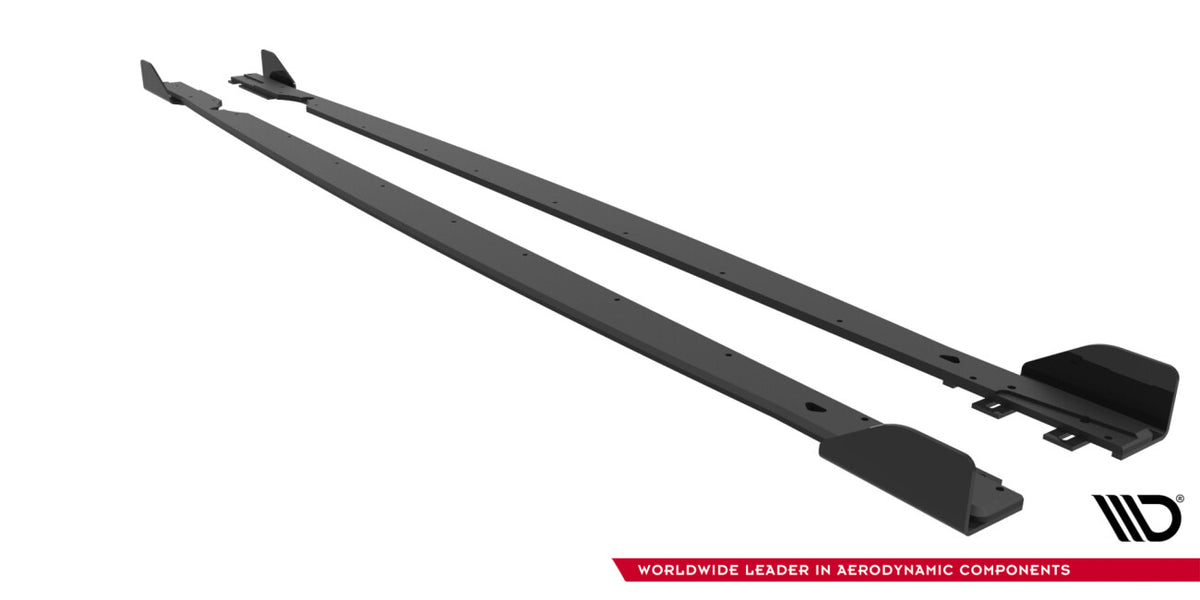 Street Pro Seitenschweller passend für VW Golf R Hatchback Mk8 / Mk8 FL schwarz matt + Hochglanz Flaps