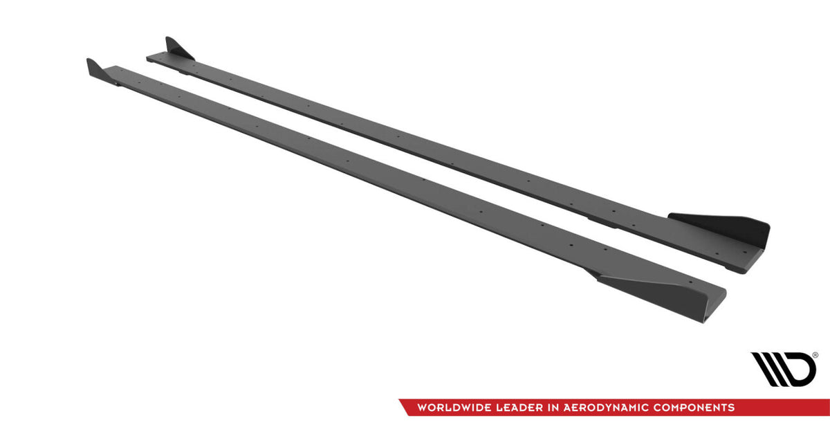 Street Pro Seitenschweller passend für VW Golf R Mk7 schwarz matt Hochglanz + Flaps
