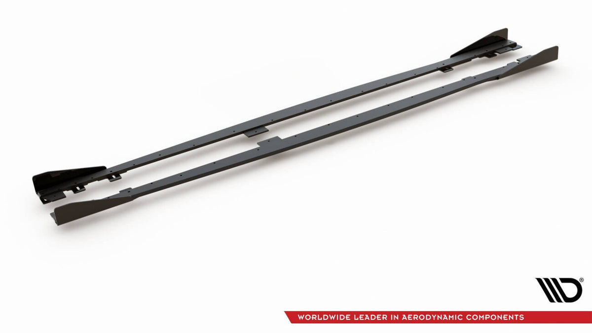 Street Pro Seitenschweller V.2 passend für BMW 1er F20 M135i / M140i / M-Paket schwarz matt + Hochglanz Flaps