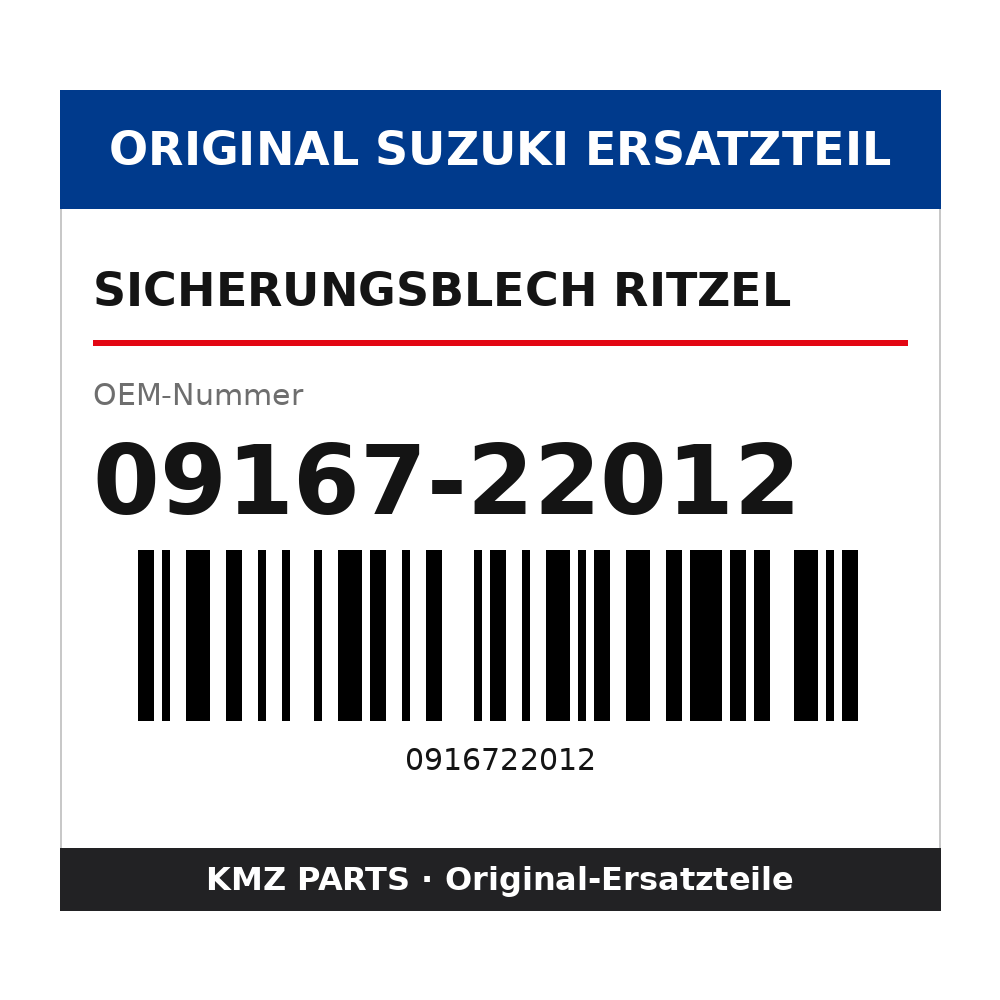 Suzuki Sicherungsblech Ritzel 09167-22012