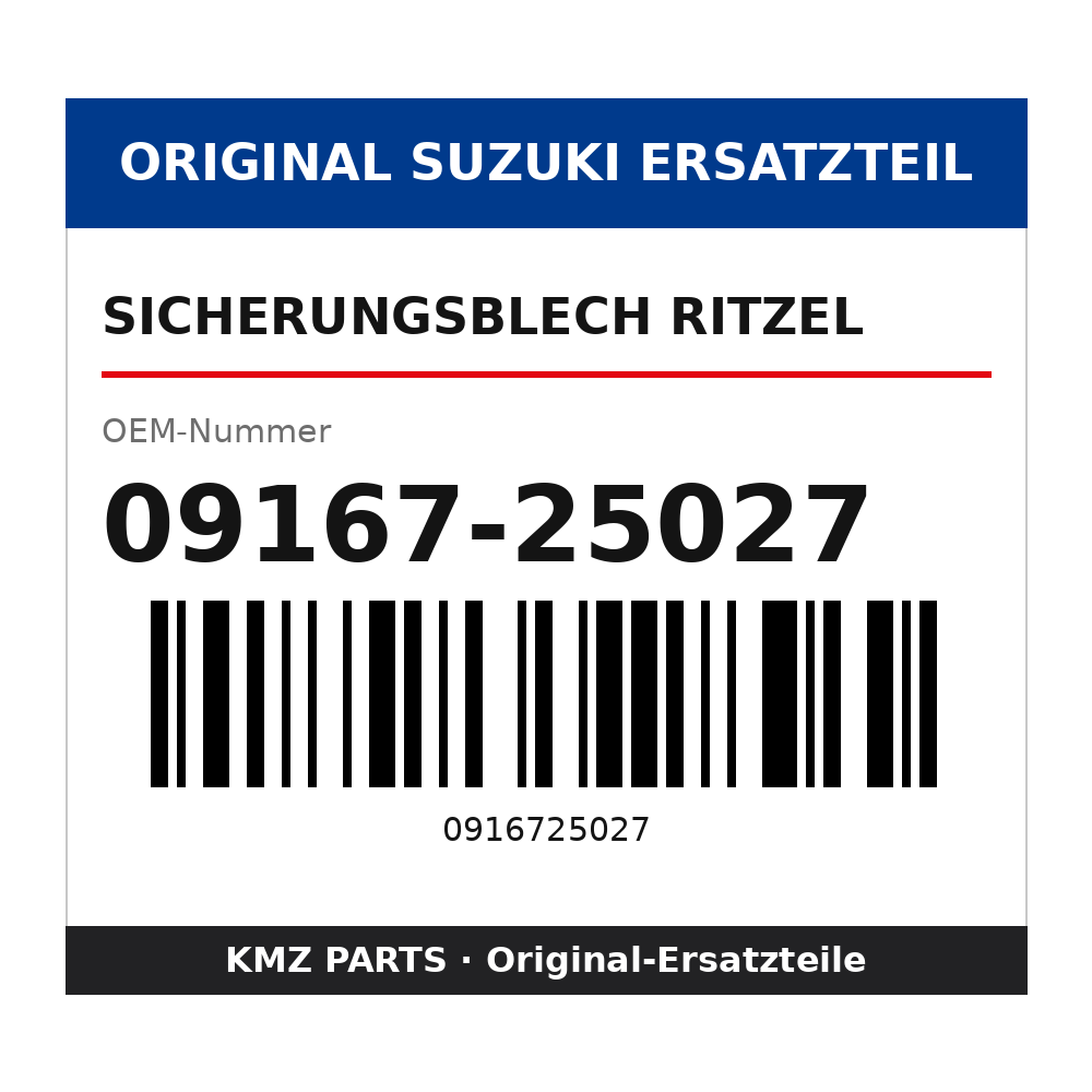 Suzuki Sicherungsblech Ritzel 09167-25027