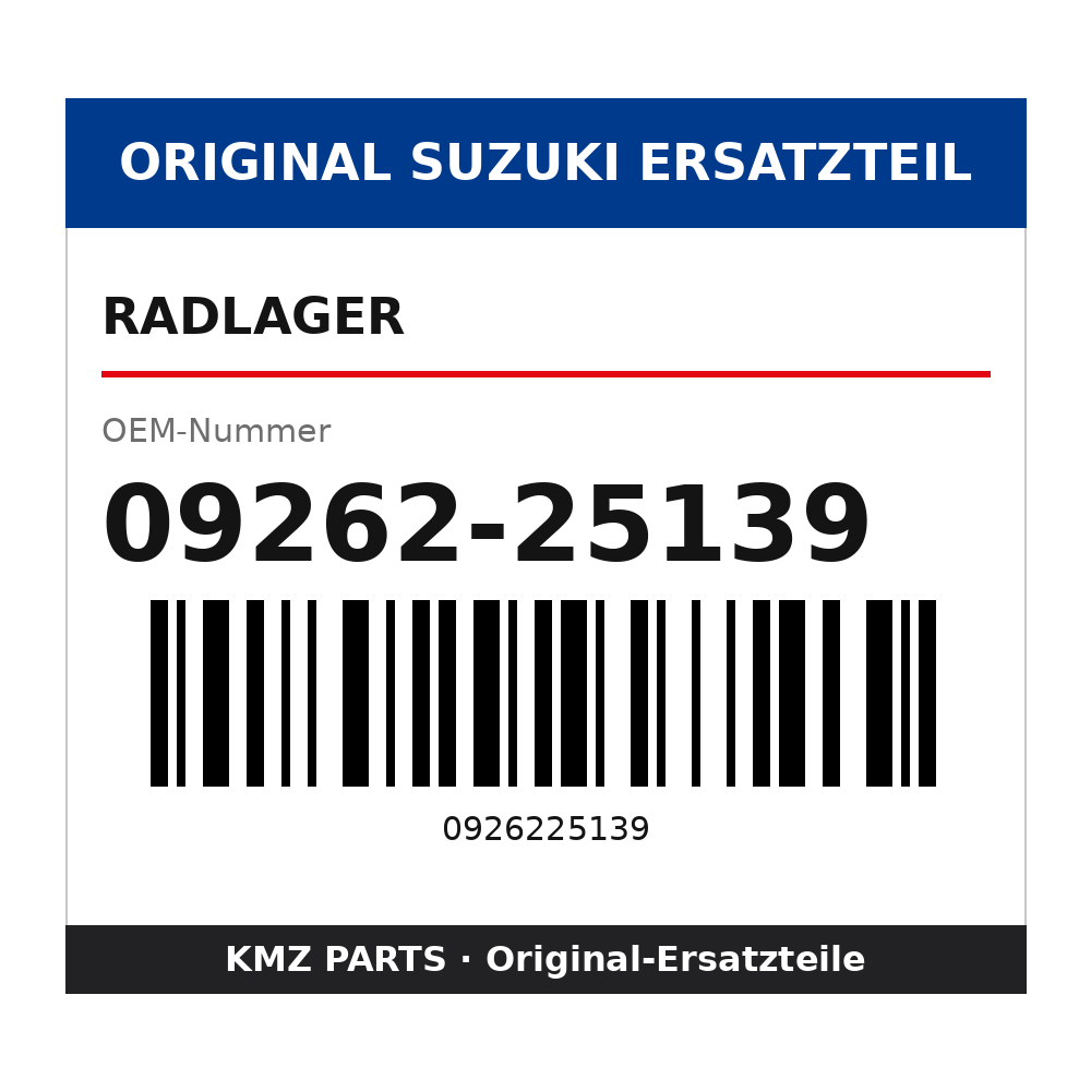 Suzuki Radlager 09262-25139