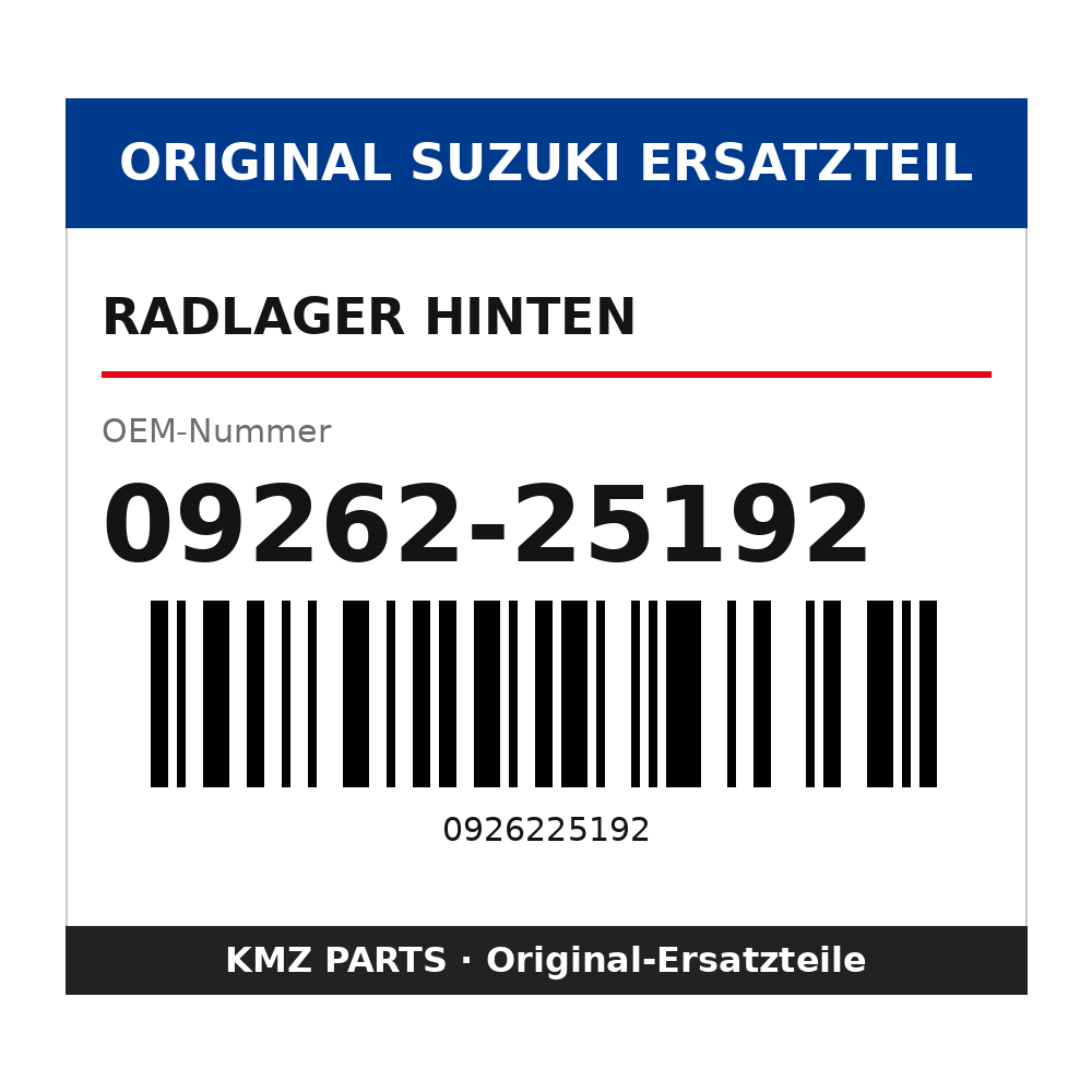 Suzuki Radlager hinten 09262-25192