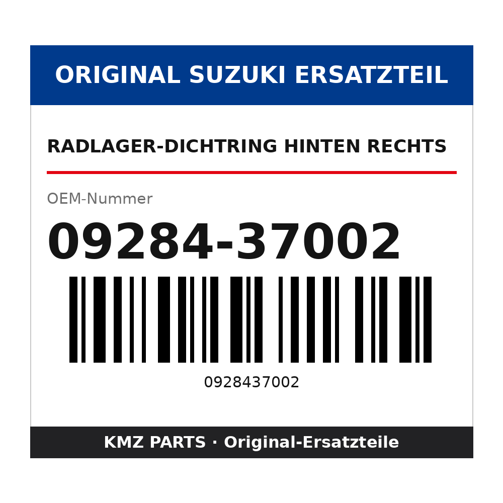 Suzuki Radlager-Dichtring hinten rechts 09284-37002