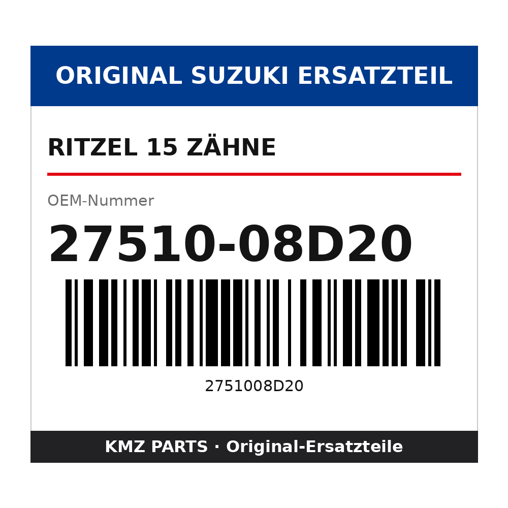 Suzuki Ritzel 15 Zähne 27510-08D20