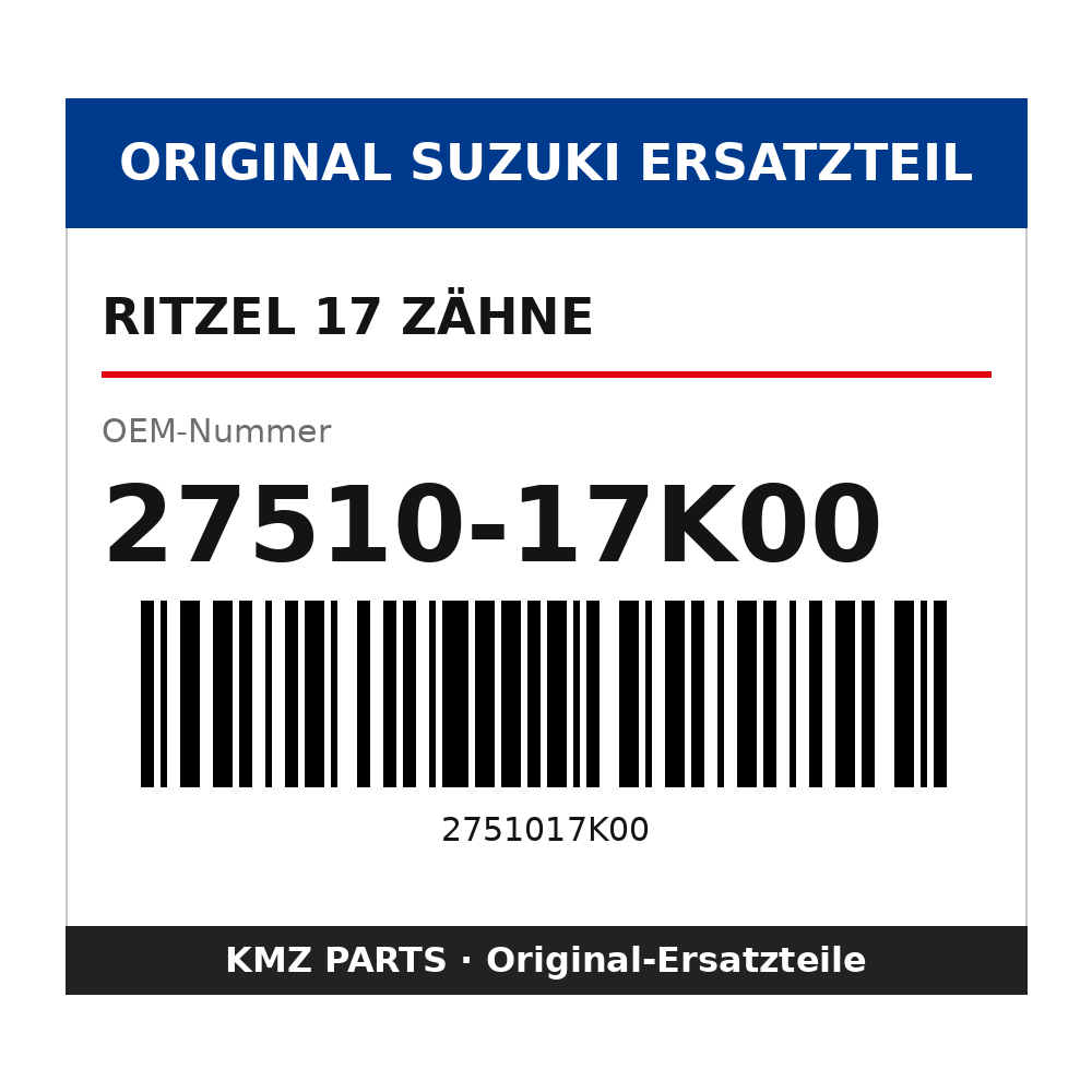Suzuki Ritzel 17 Zähne 27510-17K00