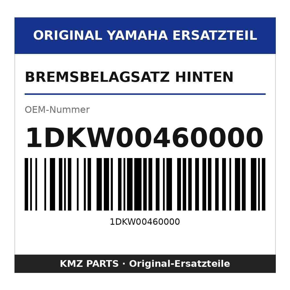 Yamaha Bremsbelagsatz hinten 1DKW00460000